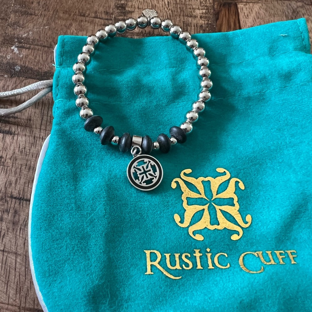 Rustic Cuff silver and black bracelet